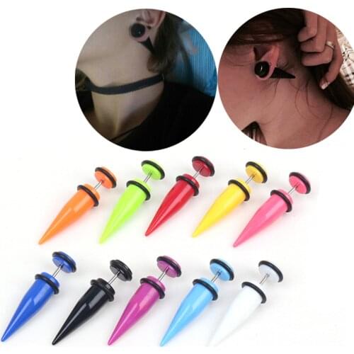 2PCS Men Women Fake Ear Plugs Cartilage Taper Gauges Expander Stretcher Fake Piercing Earring Body Piercing Jewelry Faux Bijoux