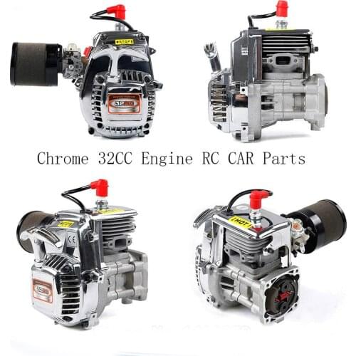 ROFUN BAHA Chrome 32CC 2-Stroke 4 Bolt Engine with Ait Filter for 1/5 Hpi Mcd Gtb FG Ddt Fid Racing Baja Losi Rcmk Goped Redcat