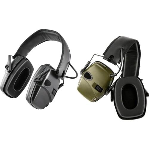 Folding Headset Noise Reduction Headphone Hearing Defender Sound Pickup Safety Earmuff for Outdoor Hunting, Black