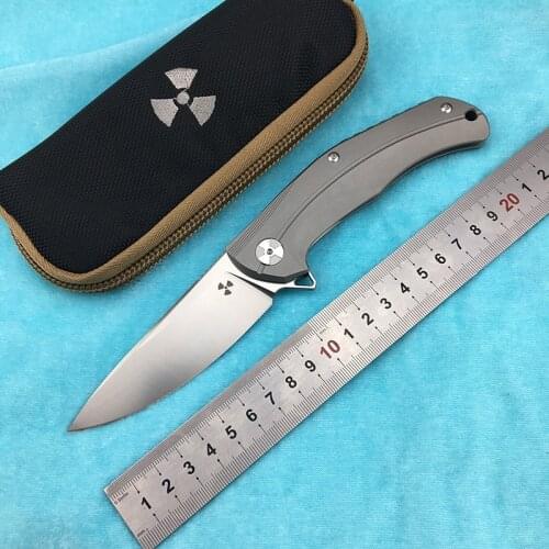LEMIFSHE JK3215 Flipper folding knife D2 steel blade titanium alloy handle outdoor camping kitchen fruit knife EDC tool
