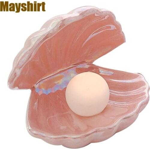 Modern Pink Ceramic Shell Pearl Night Light Girl Bedroom Bedside Lamp Cute Holiday Gift Childrens Room Deco Led Light Fixture