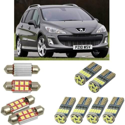 Interior led Car lights For peugeot 308 mk1 4a 4c hatchback sw mk1 4e 4h car accessories boot light License Plate Light 12pc