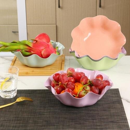 Snack Dish All-purpose Ruffled Design Plastic Non-slip Salad Kitchen Bowl for Office
