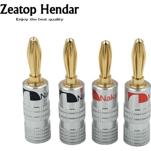 8Pcs High Quality 4mm Nakamichi Speaker Banana Male Plug for Audio Video 24K Speaker 4 mm Banana Connector