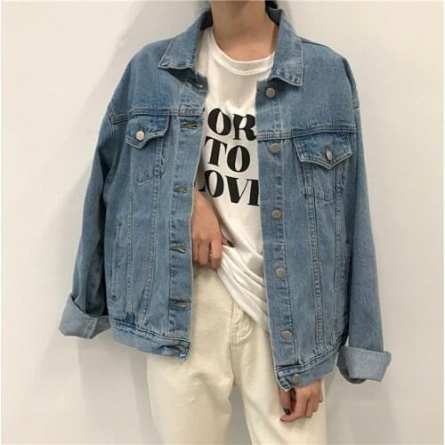 New 2021 Autumn Winter Womens Denim Jacket Outerwear High Street Fashionable Long Sleeve Blue Chic Jeans Tops Female Pockets