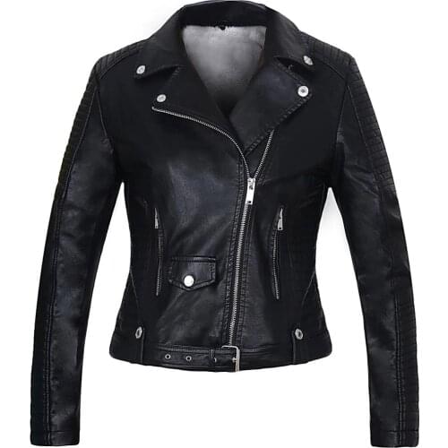 Womens Leather Jacket Short Punk Coat Female Autumn Streetwear PU Jacket Fashion Motor Biker Zipper Coats FL342