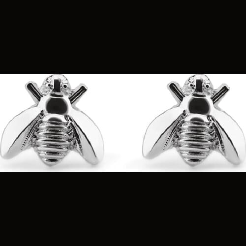 Lovely Little Bee Golden Silver Plated Women Metallic Insect Stud Earrings