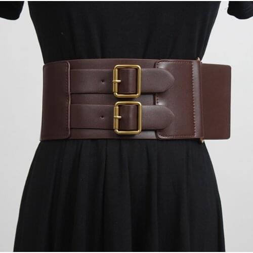 Womens runway fashion PU leather Cummerbunds female vintage Dress Corsets Waistband Belts decoration wide belt R3450