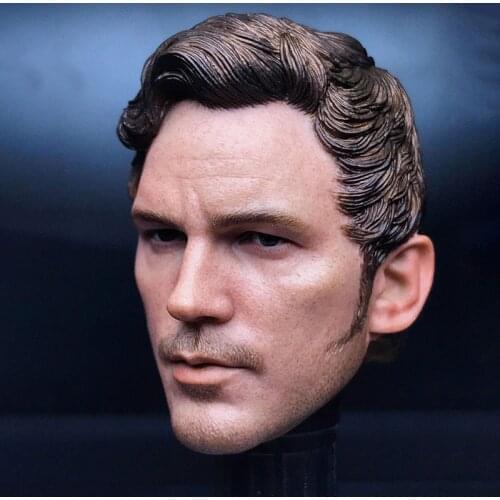 1/6 Chris Pratt Head Sculpture PVC Male Soldier Head Carving Fit 12'' Action Figure Body