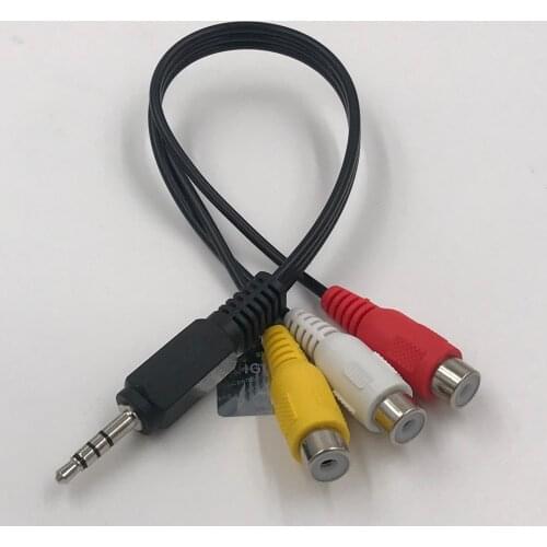 Audio to 3 RCA Cable High Quality for TV VCR 3.5mm Male to 3RCA Female DV to TV Aux Stereo Cable 25cm 1Pcs