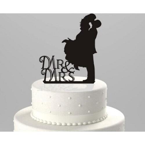 100pcs/lot, Creative Mr. & Mrs. Kissing Couple Acrylic wedding cake inserted card Wedding Cake Topper Party Cake Decorations