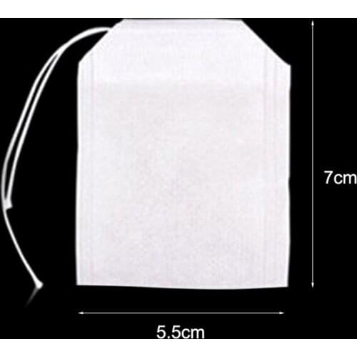 100pcs Disposable Empty Tea Bags 5.5 x 7cm Drawstring Paper Teabags Healthy Tea Filter Free Disposable Tea BagsHome & Garden