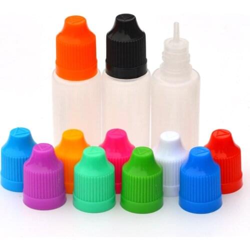 100pcs 15ml Soft PE Dropper Bottles Refillable E Liquid Plastic Bottle With Childproof Cap Squeezable Empty Vial