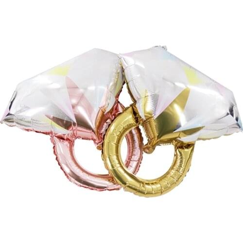 2Pcs Diamond Ring Foil Balloon Bride Ring Balloons for Wedding Gold Rose Gold Balloon Globos DIY Valentines Day Supply