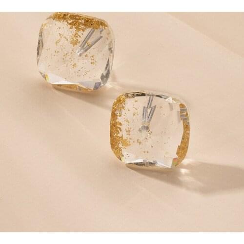 2020 New vintage simple resin earrings clear Baroque square earrings for Girl