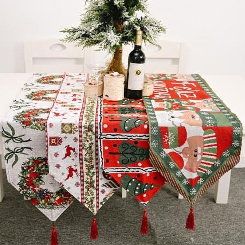 2021 tablecloth elk snowman table runner Christmas family wedding banquet holiday banquet restaurant table decoration