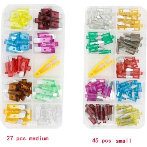 5-40A Automobile Fuse for 27PCS medium/45PCS small type with light in 1 box car fuse 32V plug-in type