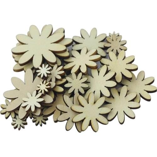 50pcs Eco-friendly Plum Embellishment Decorative Floral Ornament Wood Craft Christmas Wedding Party Gift Box Decor Favors