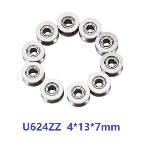 500pcs/lot U624ZZ 624UU SZU4-13 4x13x7 mm U groove ball bearing Mini with u-shaped slot 4*13*7mm roller wheel bearing