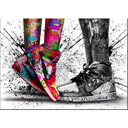 5D DIY Diamond Painting Kits Full Round Drill Wall Picture Couple Wearing Graffiti Sneaker Mosaic Craft Gift Home Decor
