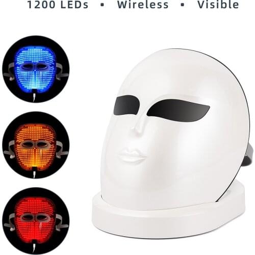 1200Pcs Beads LED Facial Mask 3 Colors Light Photon Therapy Face Skin Care Anti Wrinkle Whitening SPA Instrument Beauty Device
