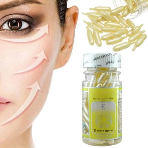 90Pcs/bottle Vitamin E Essence Capsules Anti-aging Serum Spot Acne Removing Whitening Cream Essence Face Cream Anti Aging
