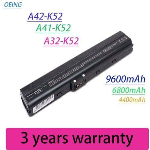 9600 New laptop battery for Asus A52 A52J A52F A52JB A52JK A52JR K42 K42F K42JB K42JK K52F K52J A31-K52 A32-K52 A41-K52 A42-K52