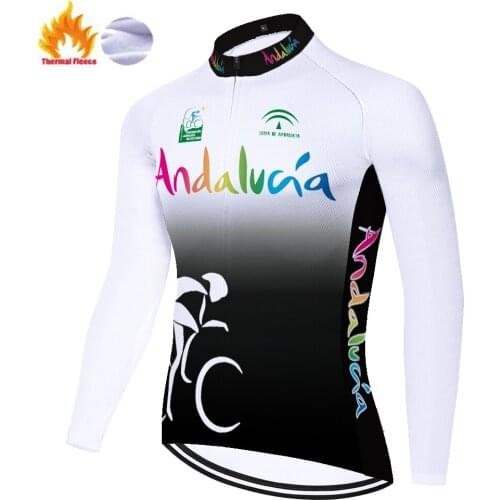 Andalucia Winter Thermal Fleece Cycling 2021 Camiseta Masculino Chaqueta Maillot Mallots Hombre Camisa Ciclismo Masculina Jersey
