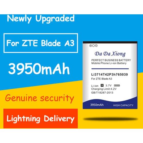 Free shipping 3950mAh Li3714T42P3h765039 Battery for ZTE Blade A3 T220 AF3 T221 A5 AF5 Replacement batteria