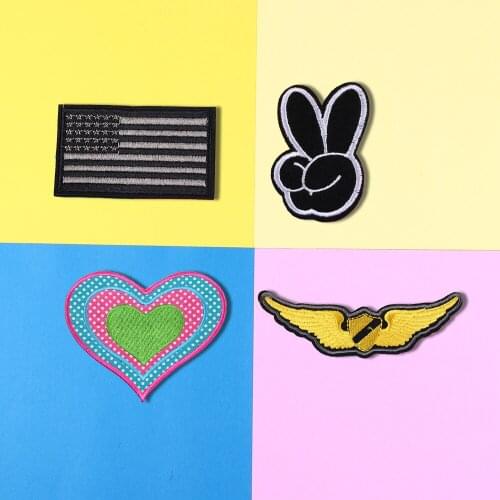 Black scissor hand Embroidered question mark wings Patches for Clothes Two color love Appliques 3D Diy Coat Hat Brand Badges