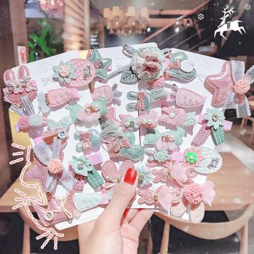 Children Girls 10 Pcs/Set Rabbit Cartoon Hair Clips Hair Accessoreis Set Headwear Princess Cute Grils Kids Hairpins Hairgrips