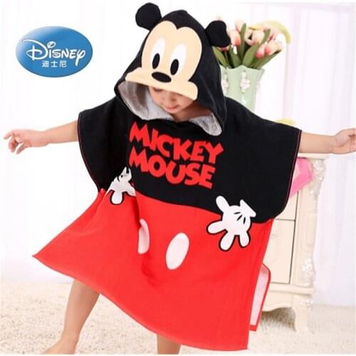 Disney Mickey mouse Baby Bath Towel Children Hooded Cotton Cloak Baby Kids Boy Cartoon Swimming Beach Towel Toddler Robe gift