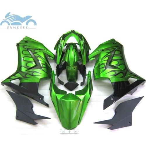 Road racing Fairing bodykits for Kawasaki Ninja 250R 2008-2014 black flames green Fairings kit ZX 250 EX250 08 -14 bodyworks