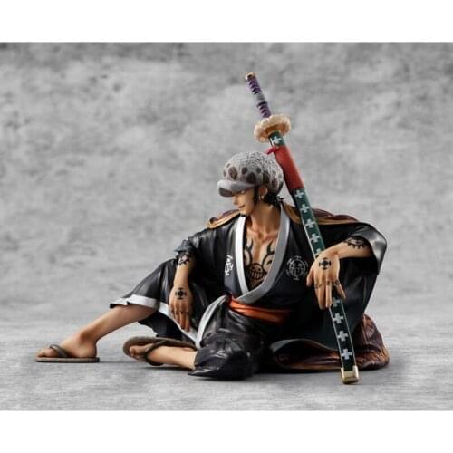 12cm Trafalgar Law Action Figures Anime Trafalgar D Water Law POP Wano Country Kimono Samurai Dress Sitting Posture PV