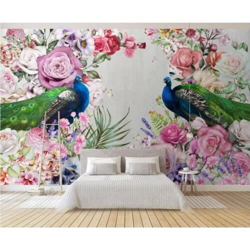 Photo wallpaper 3d custom mural Modern art hand painted peacock flowers home decor living room Wallpaper for walls in rolls