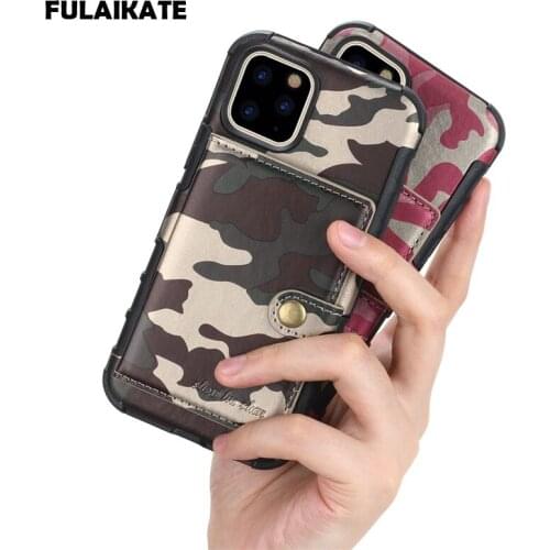 FULAIKATE Camouflage Case For iPhone 11 Pro Max 6.5" Card Pocket Back Cover for iPhone 11 PRO 6.1 Phone Protective Cases