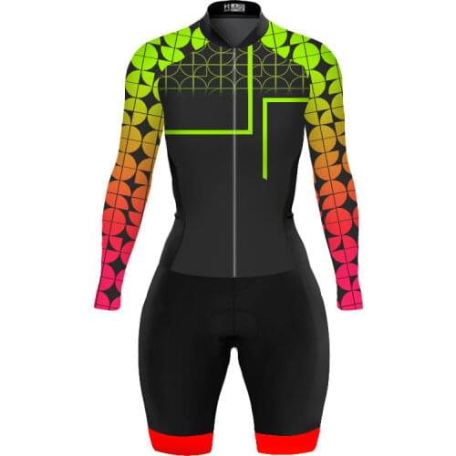 Pro Team Triathlon Little Monkey Cycling Jumpsuit Long Sleeve Bicyle Jersey Set Wonmens Bike Riding Clothing Skinsuit Uniform