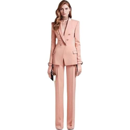 Jacket+Pants Womens Business Suit Female Office Uniform Ladies Formal Trouser Suit Double Breasted Womens Tuxedo Custom