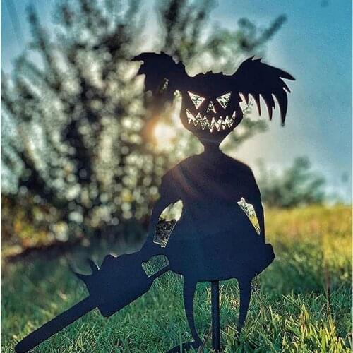 Metal Yard Decor Scare Children Decoration Cute Standing Silhouette For Garden Yard Pile Outdoor Sculpture Little Devil Home