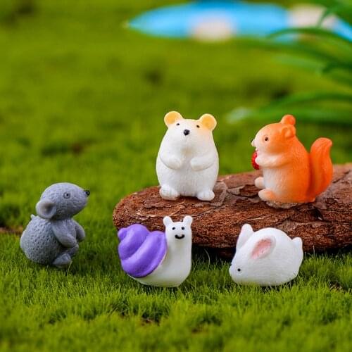 3Pc Mini Pocket Small Animal Resin Ornaments Small Hamster Rabbit Snail Micro Landscape Ornaments Home Micro Landscape Ornaments