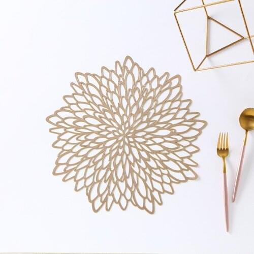 PVC Placemat Hollow Insulation Pads Flower Shape Anti-scalding Heat-resistant Pad Table Bowl Mats Home Table Decoration Placemat