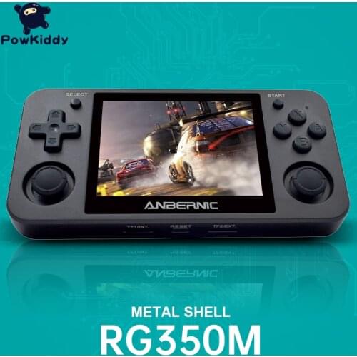 Powkiddy RG350M Black Handheld Game Console 3D Games Metal Shell Console Open Source System 3.5 Inch IPS Screen Retro Ps1 Arcade