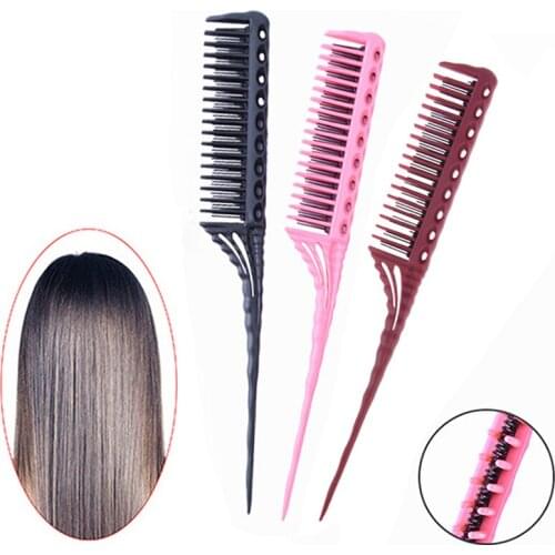 1 Pc 3-Row Teeth Adding Volume Back Coming Hairdressing Combs Hairbrush 3 Colors Teasing Comb Detangling Brush Tail Comb