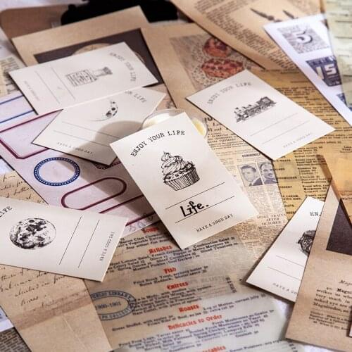 Retro Label Paper Mix Material Paper Junk Journal Planner Craft Paper Scrapbooking Vintage Decorative DIY Craft Photo Albums
