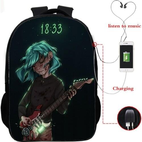 USB Charging Teenage School Bags Sally Face 3d Printing Schoolbag for Boy Girls Bookbag Daily Travel Backpack Laptop Backpacks