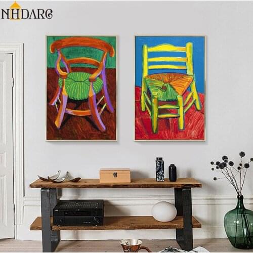Nordic Vincents Chair and Pipre Gauguins Chair Canvas Print Painting Poster Wall Art Wall Pictures for Living Room Home Decor