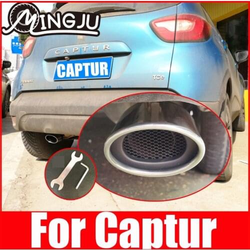 304 Stainless Steel Exhaust Pipe Muffler Tail Outlet End Belt Net System Oval For Renault Captur Accessories
