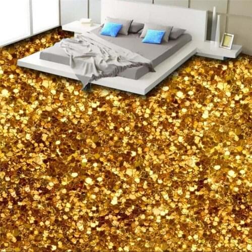 Wellyu Customized large-scale mural pvc3D three-dimensional golden floor 3D gorgeous gold foil thick wear-resistant floor