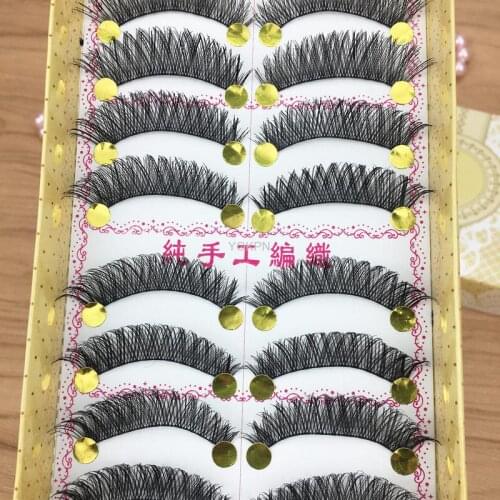 Yokpn New 10 Pairs Thick Handmade False Eyelashes Soft Bushy Cross Eyelash Eyelid Fiber Length Simulation Makeup Eyelashes