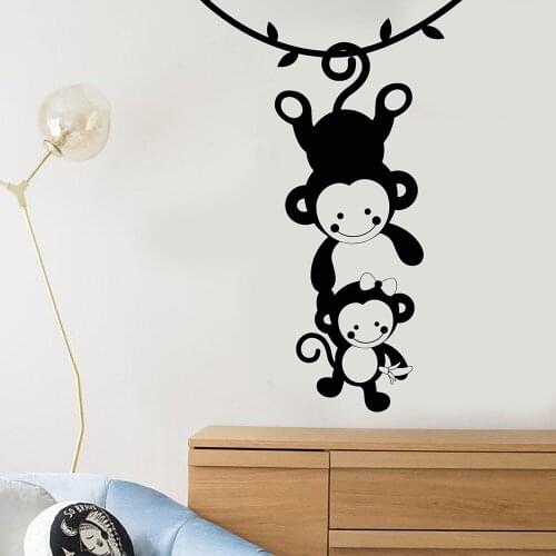 Funny Monkey Family Zoo Animals Vinyl Wall Decal Kids Room Decor Nursery Art Mural Removable Wall Stickers